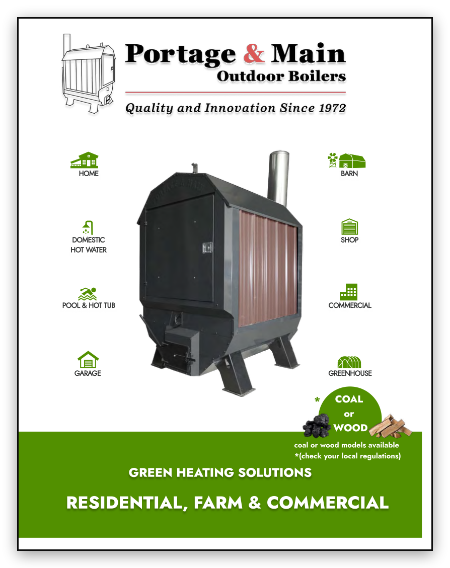 Cover of the Portage & Main outdoor boiler brochure - opens the PDF