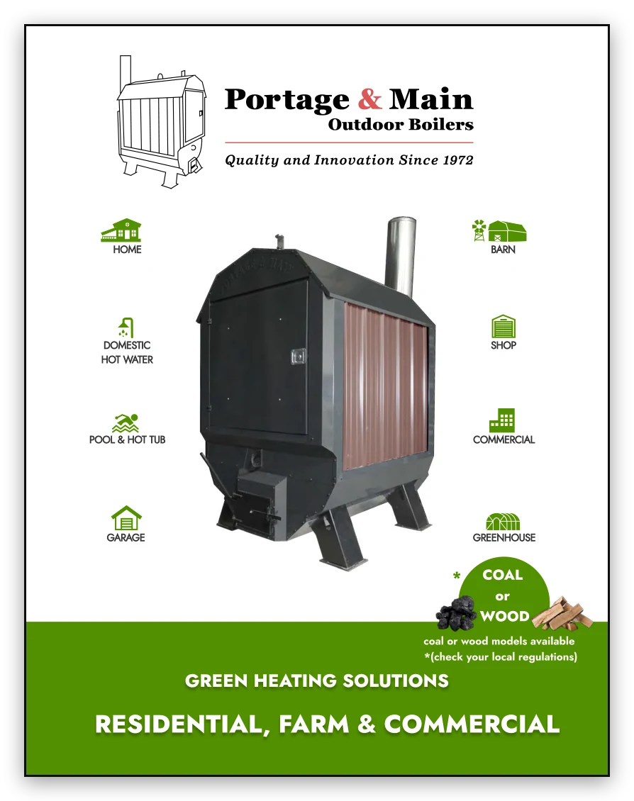 pm-brochure-cover-card-1972 Cover of the Portage & Main outdoor boiler brochure - opens the PDF